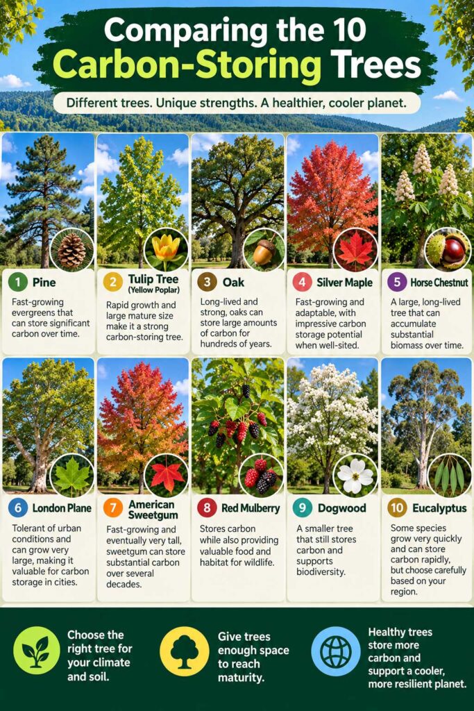 Comparing the 10 Carbon-Storing Trees